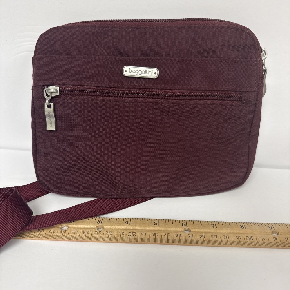 Baggallini Adj. Strap Crossbody RFID Handbag Purse Dark Cherry Red